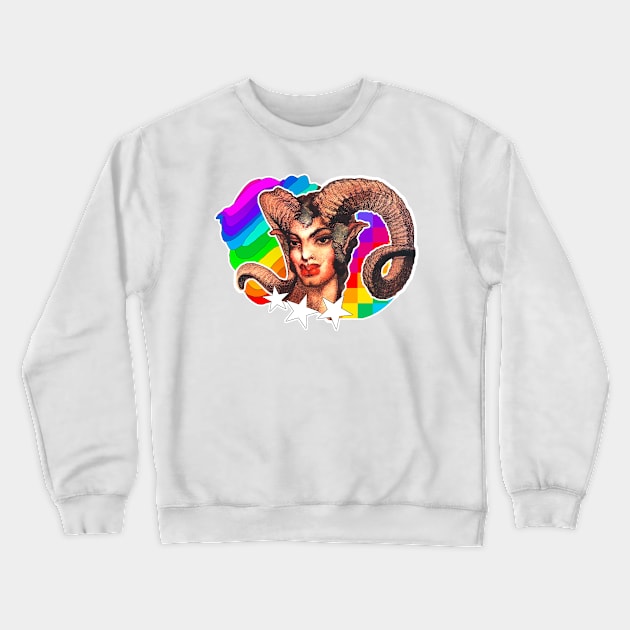 Satiro LGBT Gay Faun Rainbow Crewneck Sweatshirt by Marccelus